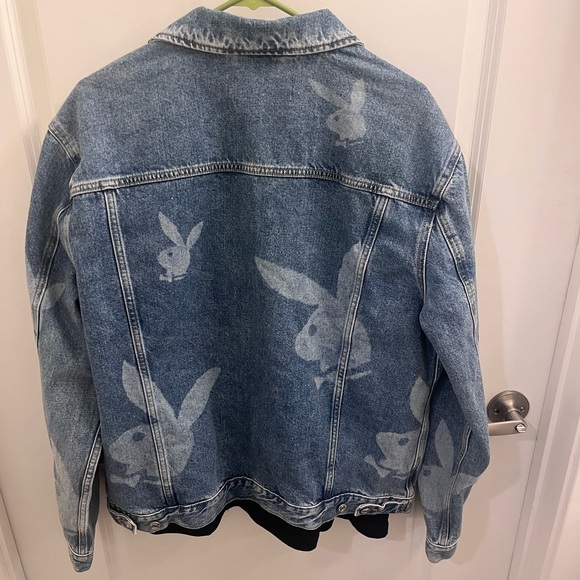Pre-owned Playboy Bunny Logo Demin Blue Jacket & A XL Rolling Stone T-Shirt - Picture 11 of 16